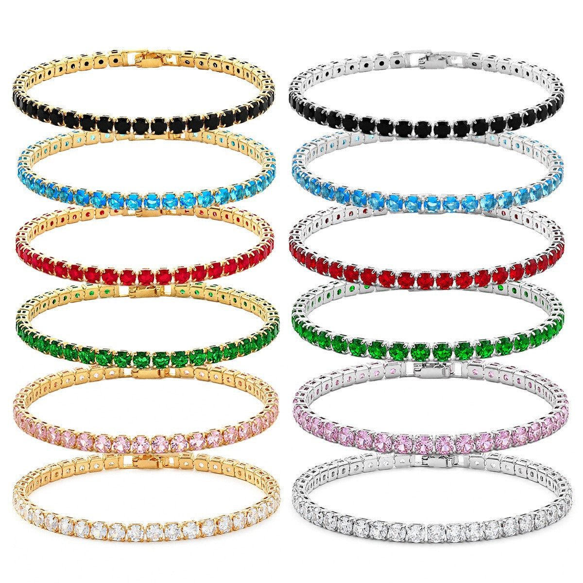 Pulsera de circonio Hip Hop para hombre y mujer
