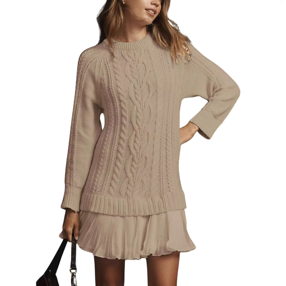 Suéter de Punto Casual con Patrón de Cable para Mujer