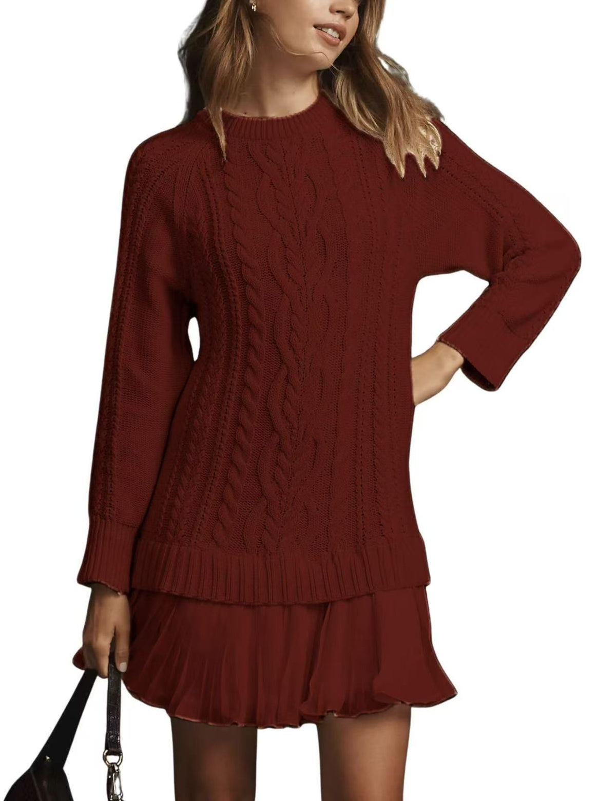 Suéter de Punto Casual con Patrón de Cable para Mujer