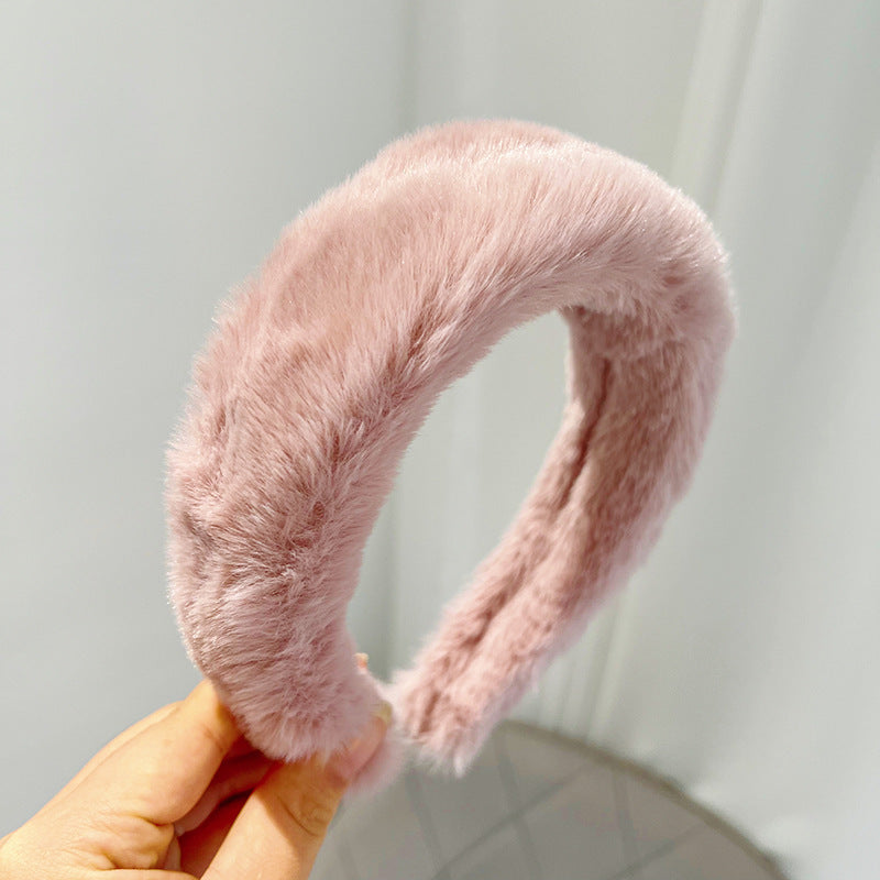 Diadema de felpa con pompón para mujer