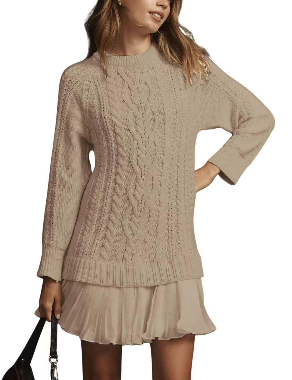 Suéter de Punto Casual con Patrón de Cable para Mujer