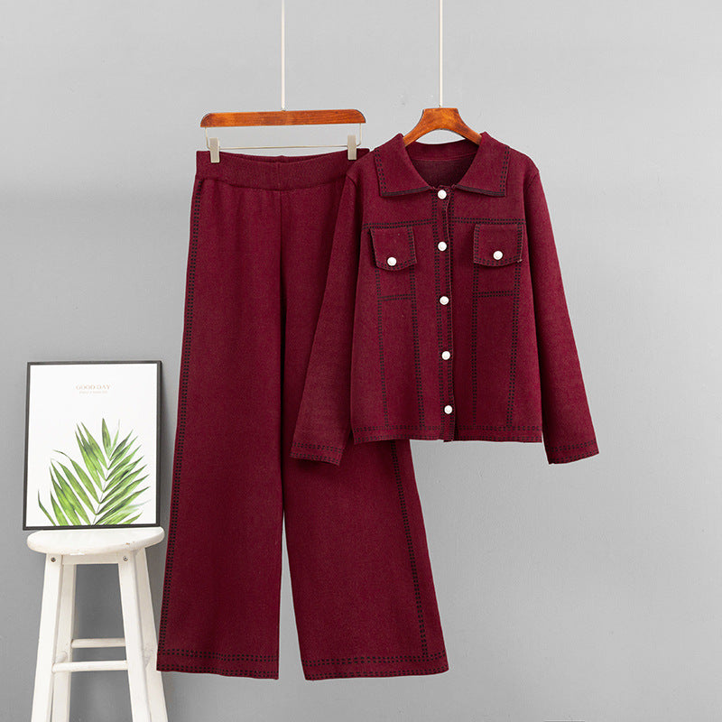 Conjunto de Chaqueta Holgada con Cuello Polo