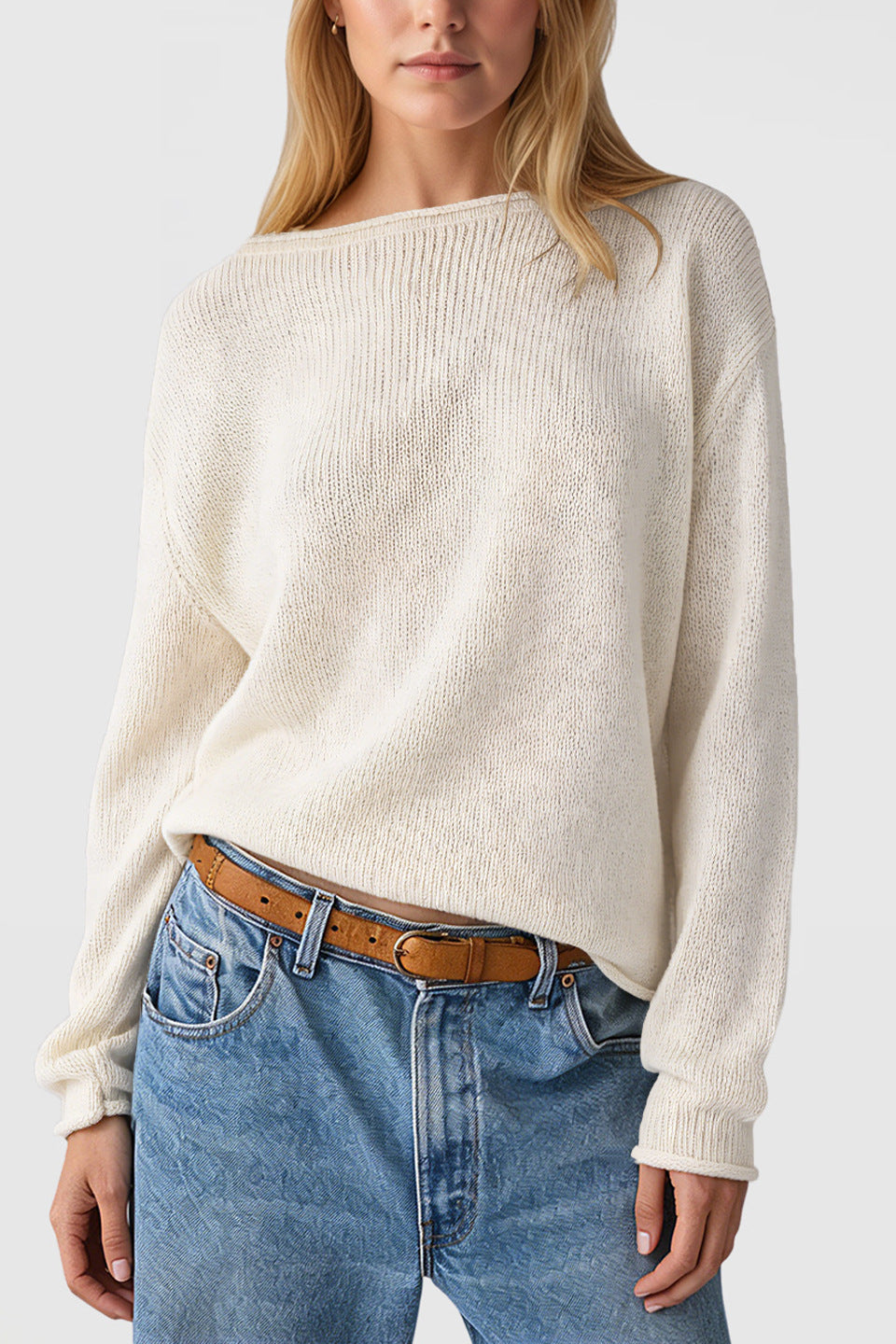 Suéter Pullover a Rayas Holgado – Estilo Streetwear Cuello Redondo Mujer