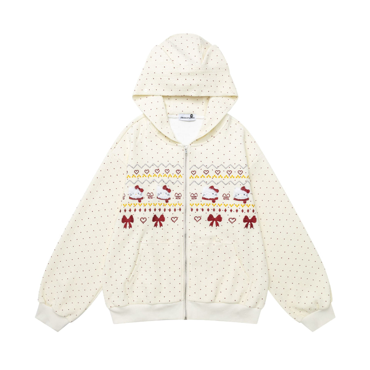 Hoodie con Estampado de Puntos – Estilo Dopamina