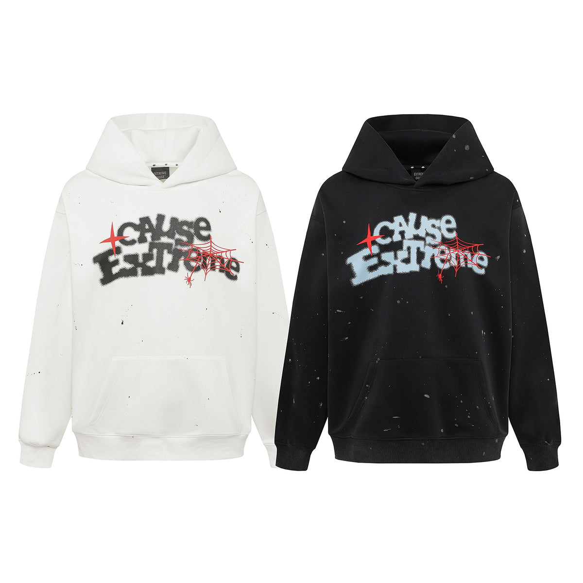 Hoodie con Telaña, Estrellas y Letras