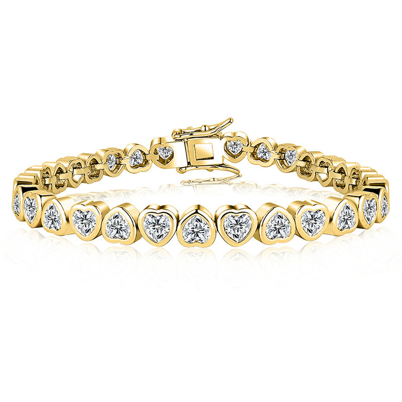 Pulsera corazón zirconia dorada romántica