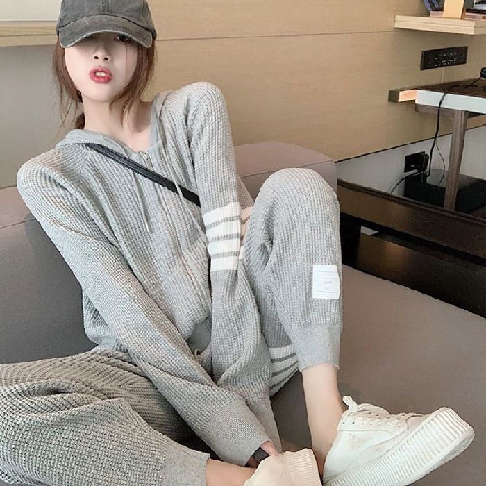 Conjunto Deportivo Casual 2 Piezas – Hoodie Oversize con Rayas y Pantalón Largo
