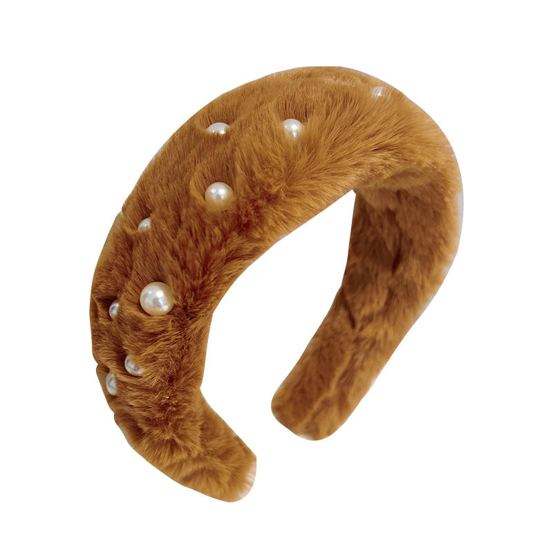 Diadema de felpa con pompón para mujer