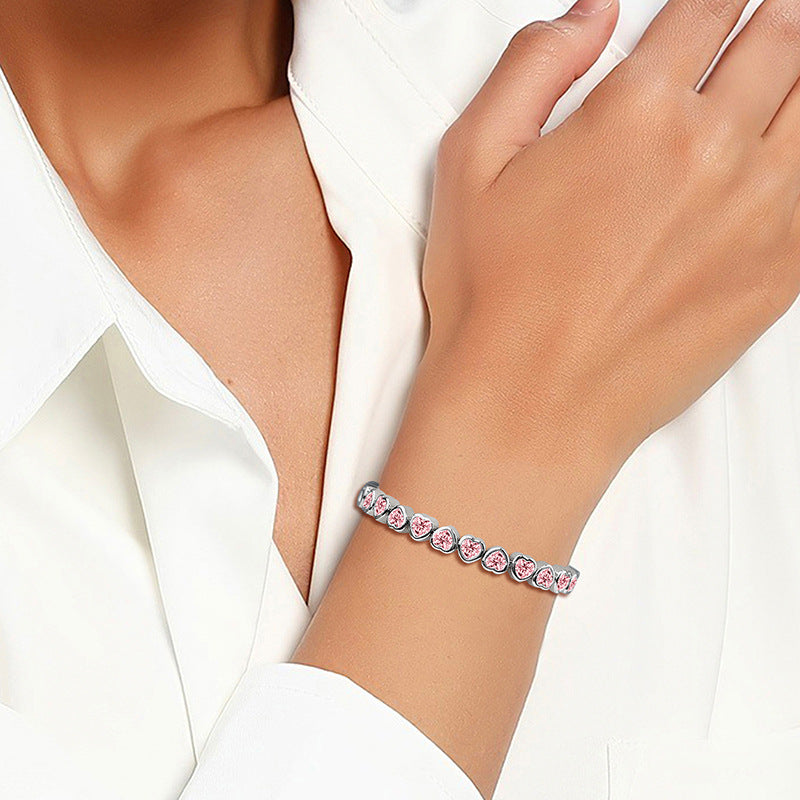 Pulsera corazón zirconia dorada romántica