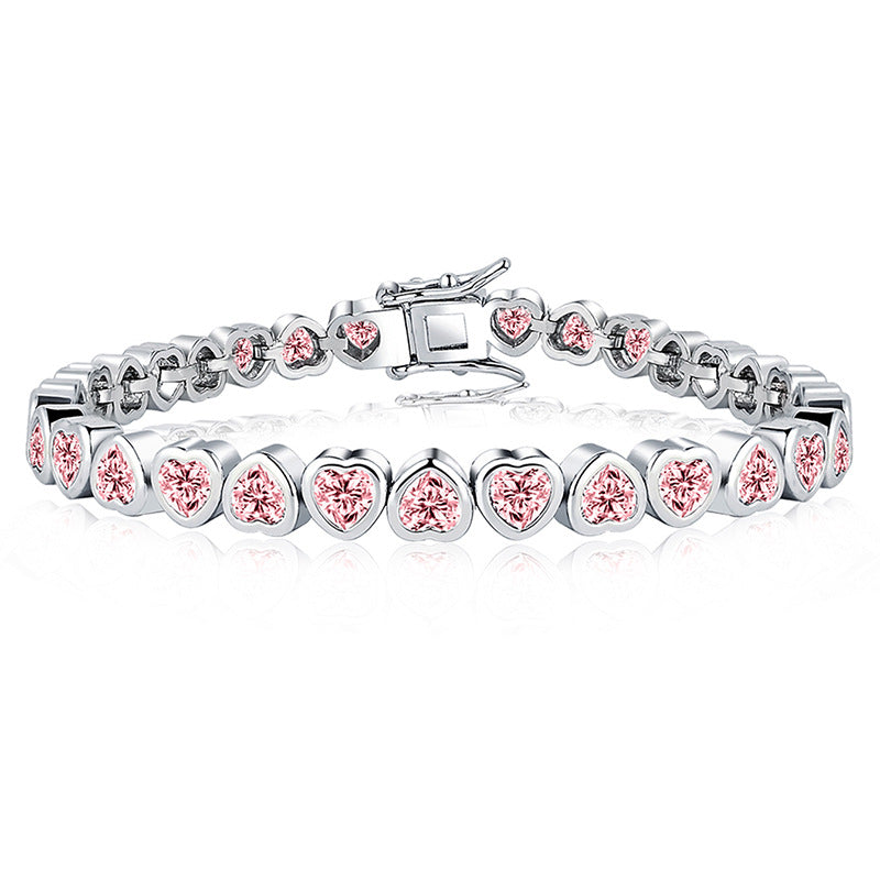 Pulsera corazón zirconia dorada romántica