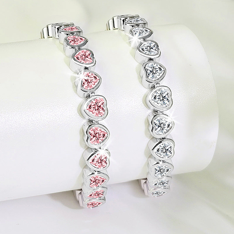 Pulsera corazón zirconia dorada romántica